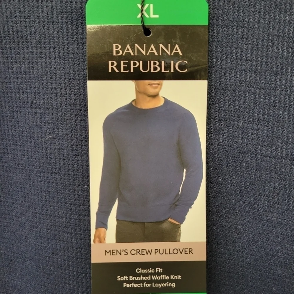 Banana Republic Waffle Knit Crew Neck Sweater Blue XL